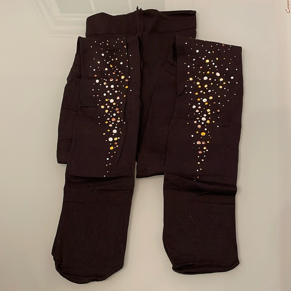 Bejeweled Black Tights